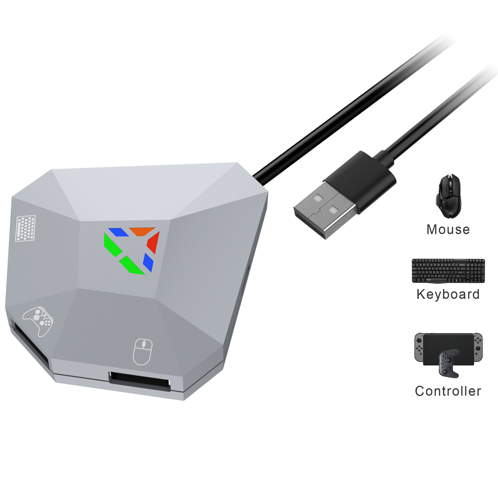 PS4/3/Xbox SeriesS X/Xbox One/PC/Switch用、有線USB接続キーボードとマウスアダプター、LEDインジケーターコンバーター