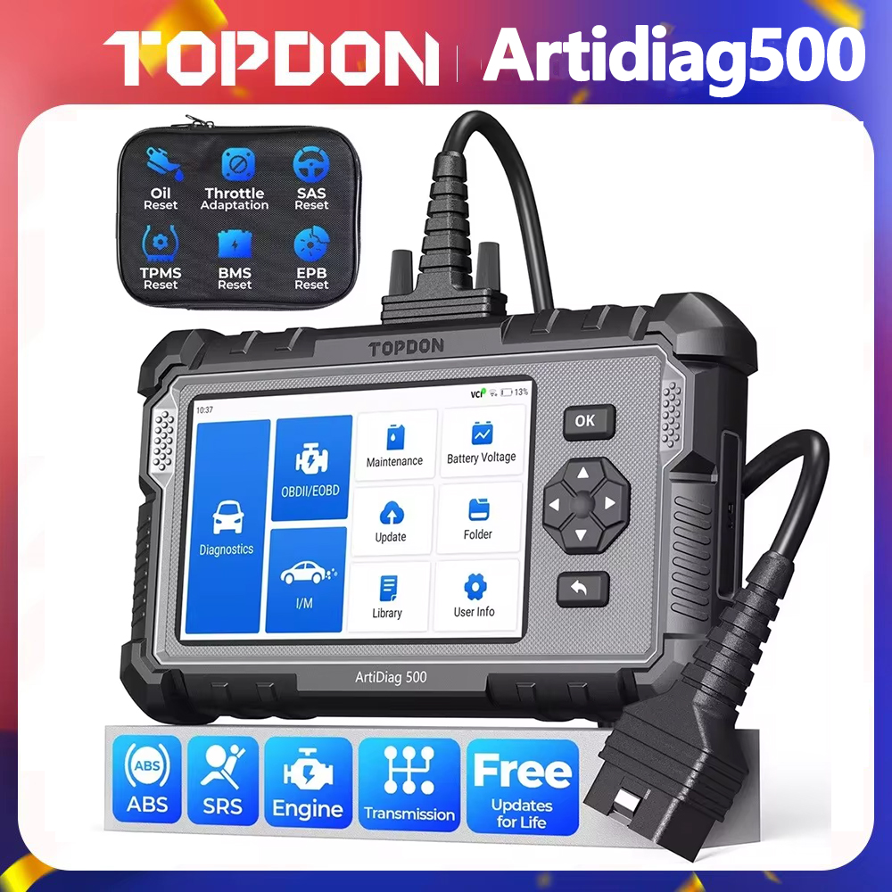 TOPDON ArtiDiag500 診断 4 システム 6 リセット機能 OBD2 スキャナー SAS/TPMS/BMS/EPB リセット車診断ツール 無料アップデート