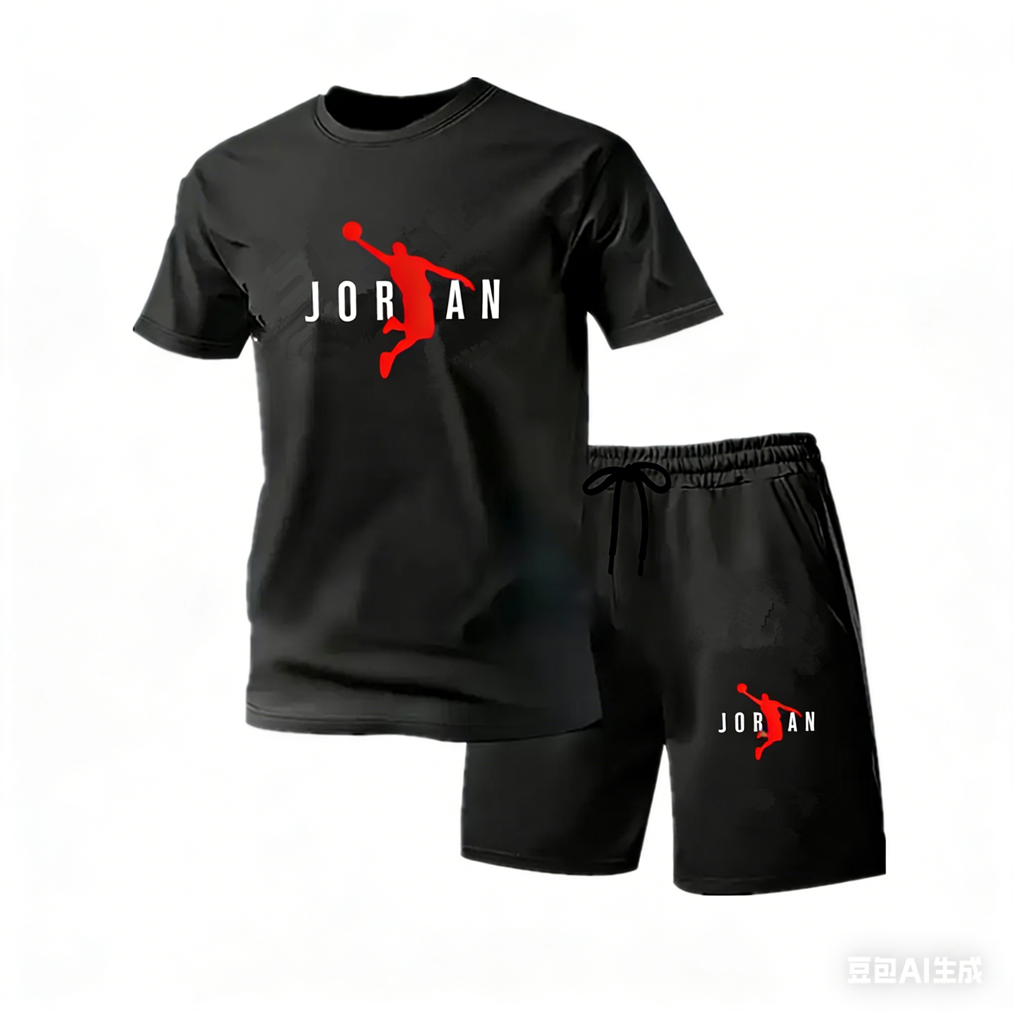 2026 新しいジョーダンスタイルメンズ 2 点セット夏黒半袖 Tシャツショーツカジュアルスポーツジャージプラスサイズ S-4XL