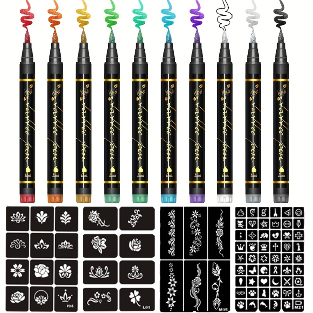 初心者向けスキンペイントフェイスペイント、人体落書き、10本フェイスペイントマーカーペンDIY描画ソフトブラシ非毒性