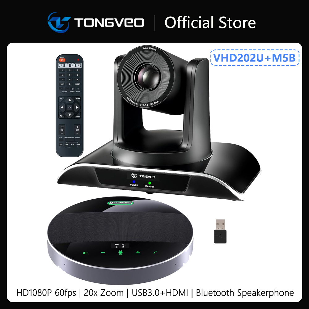 TONGVEO 20x ズーム会議室カメラ システム オールインワン ビデオおよびオーディオ会議システム PTZ カメラおよび Bluetooth スピーカー