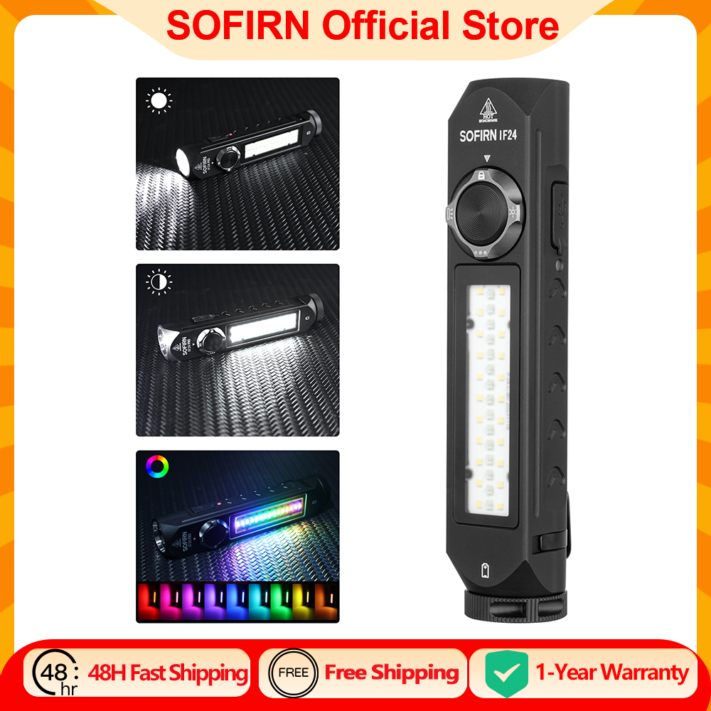 Sofirn IF24 RGB ライト SST40 2000lm 強力な LED 懐中電灯 5V 2A 18650 USB C 充電式トーチ IP66 防水磁気付き