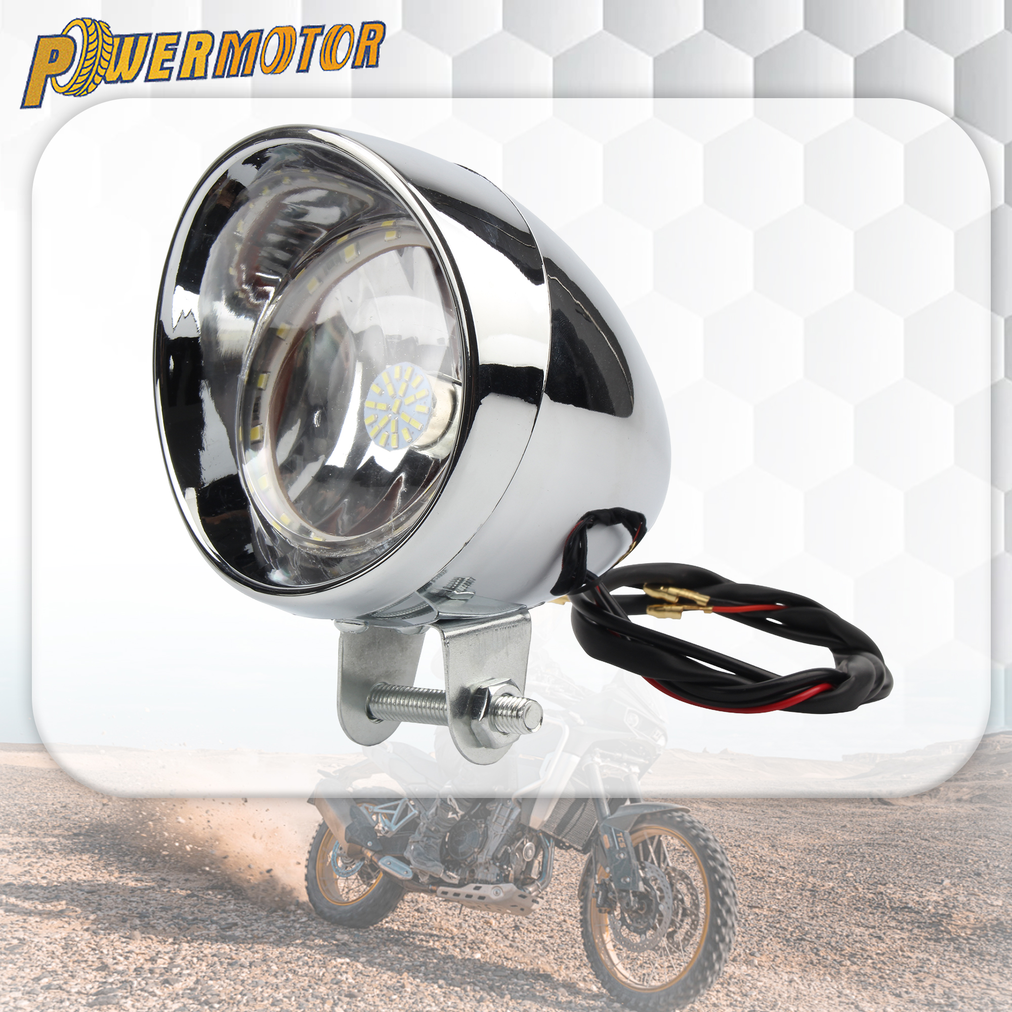 ホンダヤマハオートバイ LED ヘッドライト電気メッキシェルヘッドライトレトロ弾丸ヘッドランプバイクユニバーサルアクセサリー
