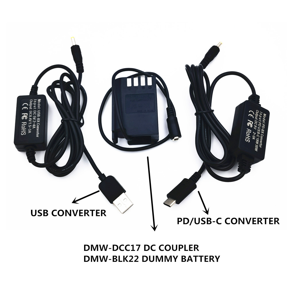 パワーバンク USB ケーブル PD コンバータ DMW-DCC17 DC カプラー DMW-BLK22 BLK22 ダミーバッテリーパナソニック Lumix S5 GH6 DC-S5 S5K S5 II