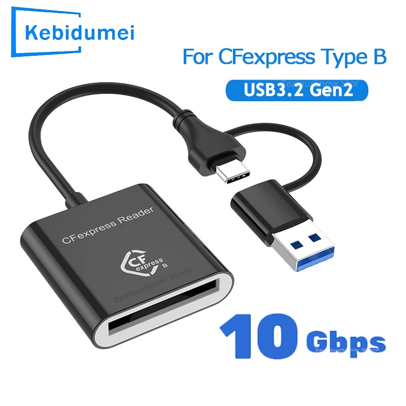 10Gbps CFexpress Type B Card Reader Writer USB3.2 Gen2 USB-C CFe Card Reader for Android Windows XP/Vista/7/8/8.1/10/11 Mac OS