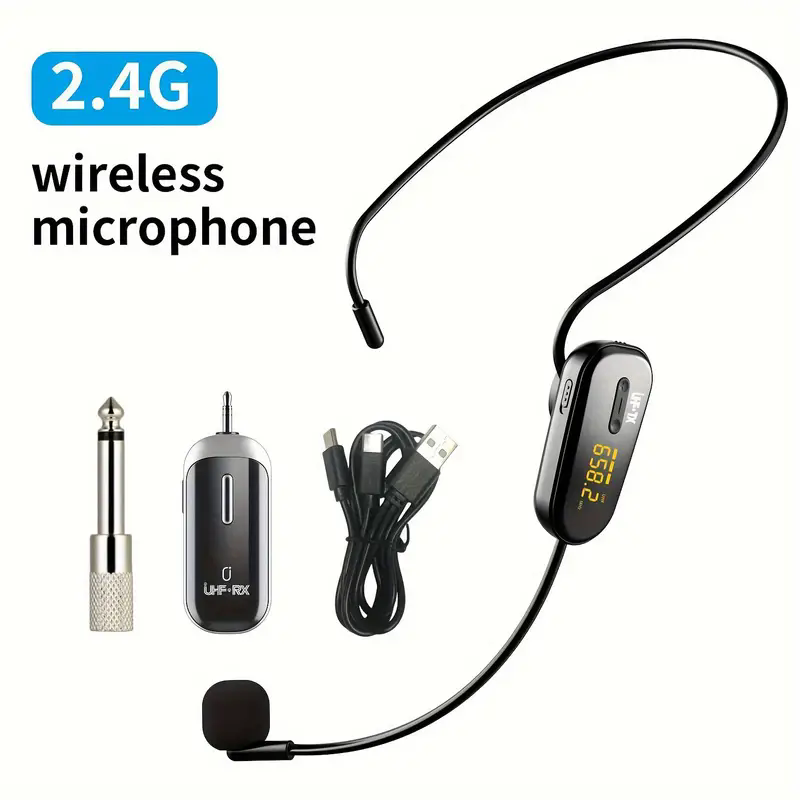 Jyx ワイヤレスマイクヘッドセット Uhf ワイヤレスヘッドセットとハンドヘルド 2-in-1 マイク LED デジタルディスプレイ付き 165 フィート範囲マイク