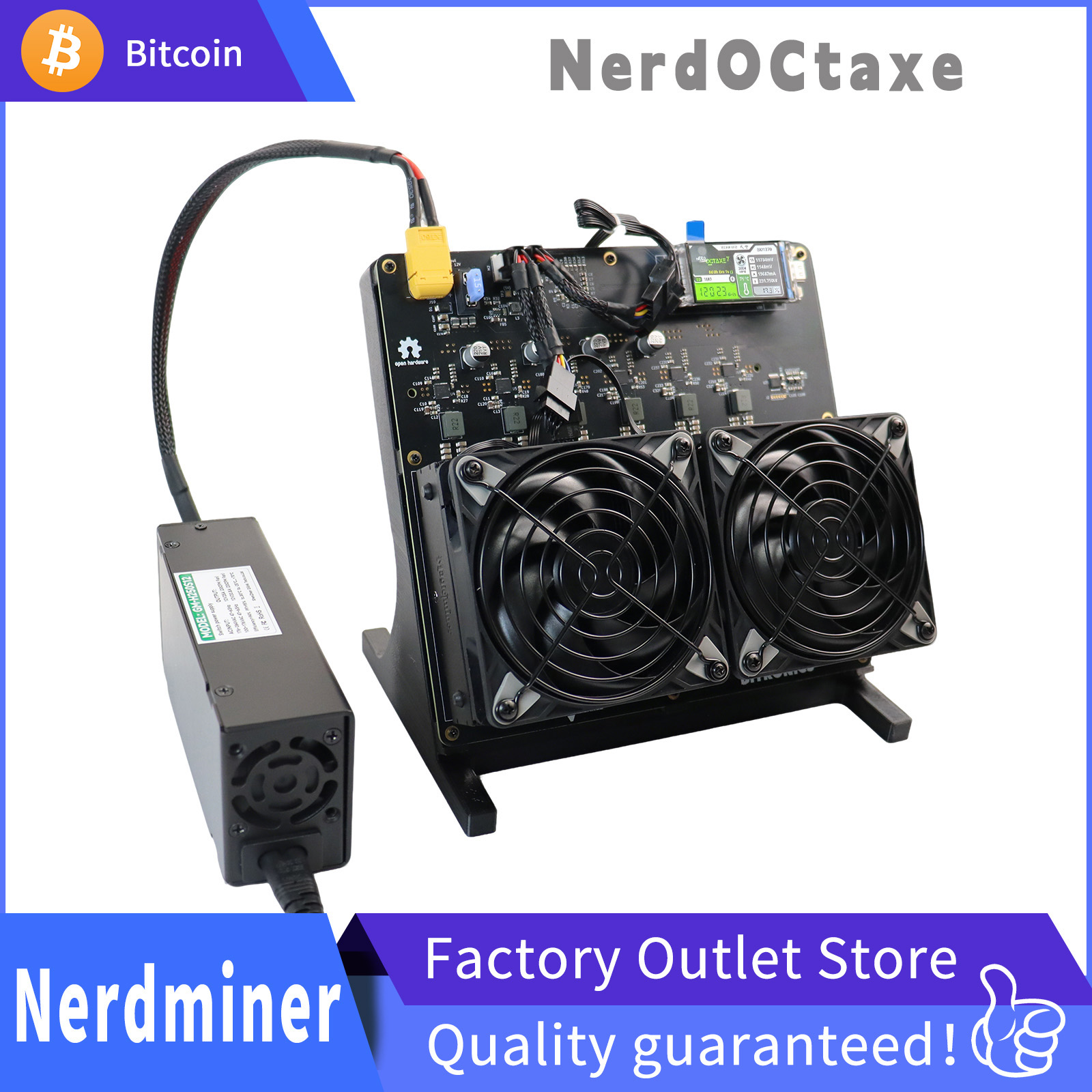 2026 新しい NerdOCTAxe 空冷ビットコインマイナー 12TH/s 200W SHA256 ホームミニマイニングマシンデュアルファン