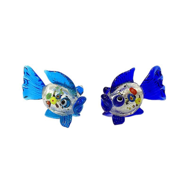 手作りムラーノガラス金魚置物銀箔魚像ホリデー新年ギフト子供のためのホームデスクトップグッズオーナメント