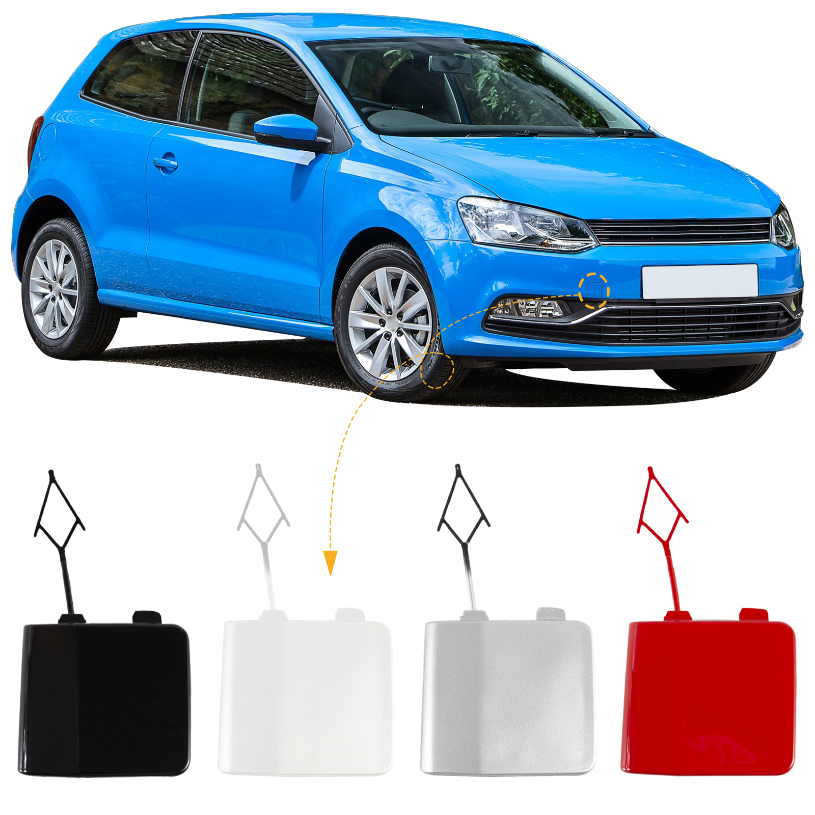Front Bumper Tow Hook Cap Towing Eye Cover For VW POLO 2014-2017 6C0807241 6RD807241 Car Accessories