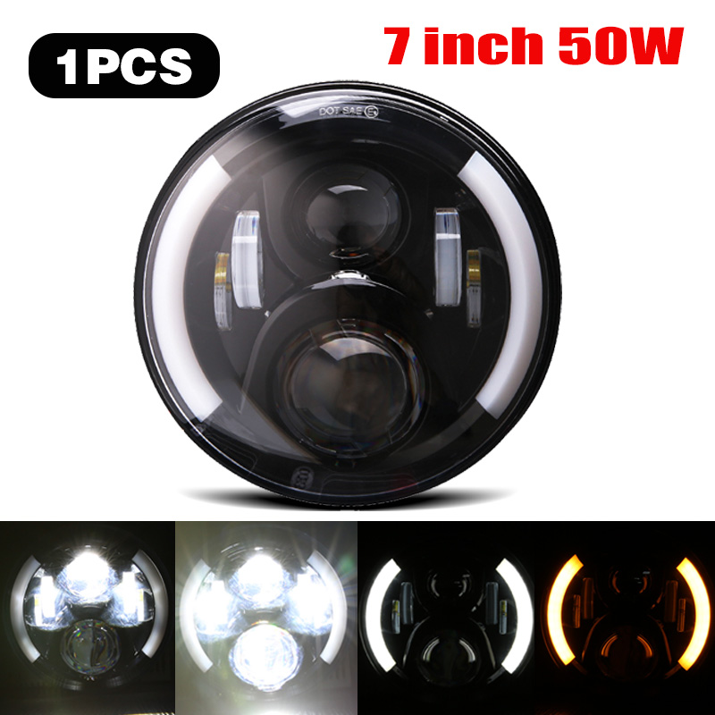 7 インチ LED ヘッドライト オフロード 60W ワークライト 12V 24V イエロー
