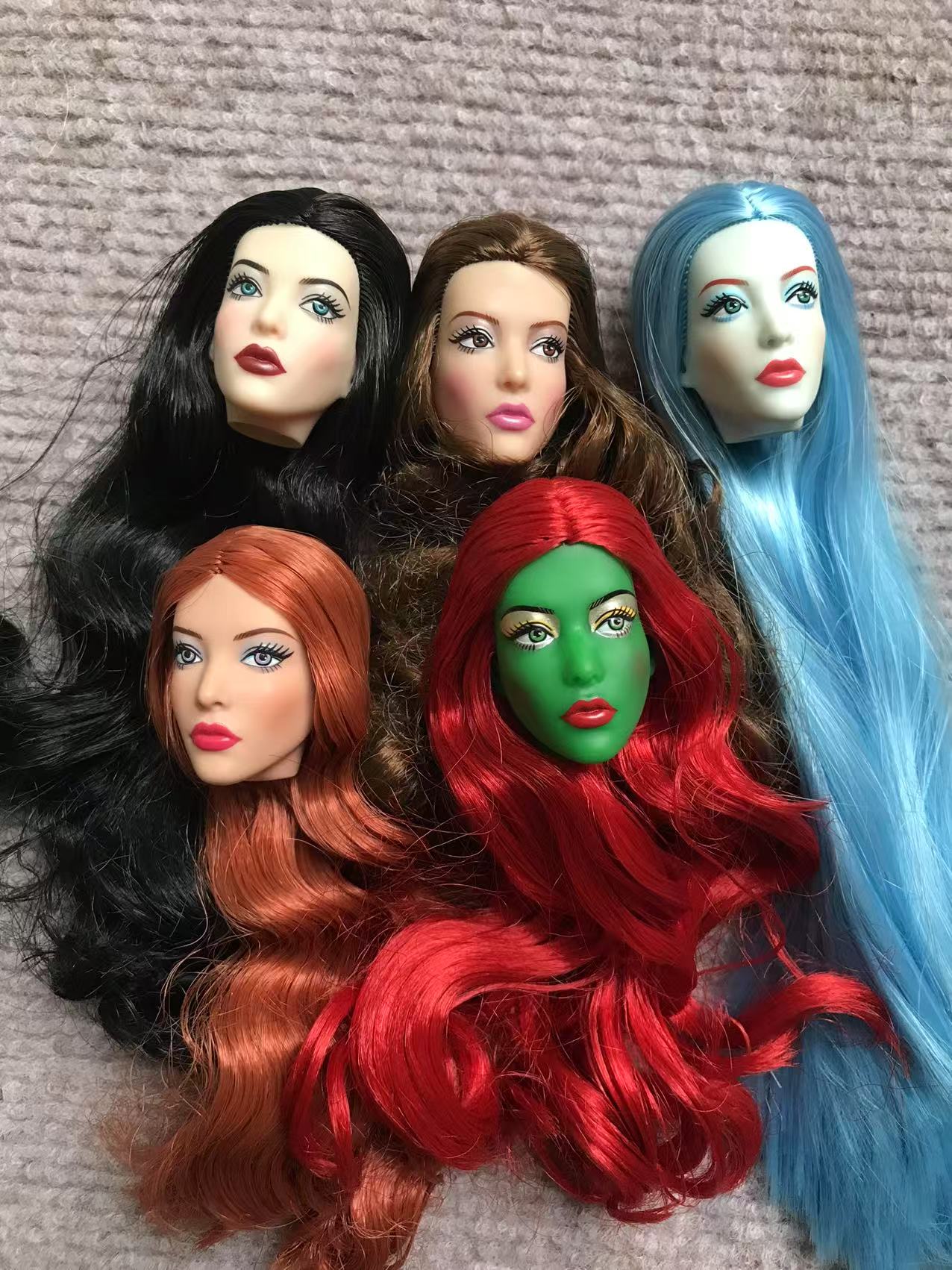MENGF 1/6 プリンセスドールヘッドカラフルなロングヘア中国の古典的な良いメイク女性兵士人形ヘッドクリスマス新年ギフト