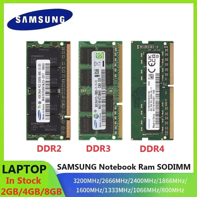 SAMSUNG ノートパソコン用メモリ DDR4 DDR3 DDR2 SODIMM RAM 16GB 8GB 4GB 2GB 2400 1600 1333 800 667MHz 高性能ノートパソコン用 SODIMM RAM