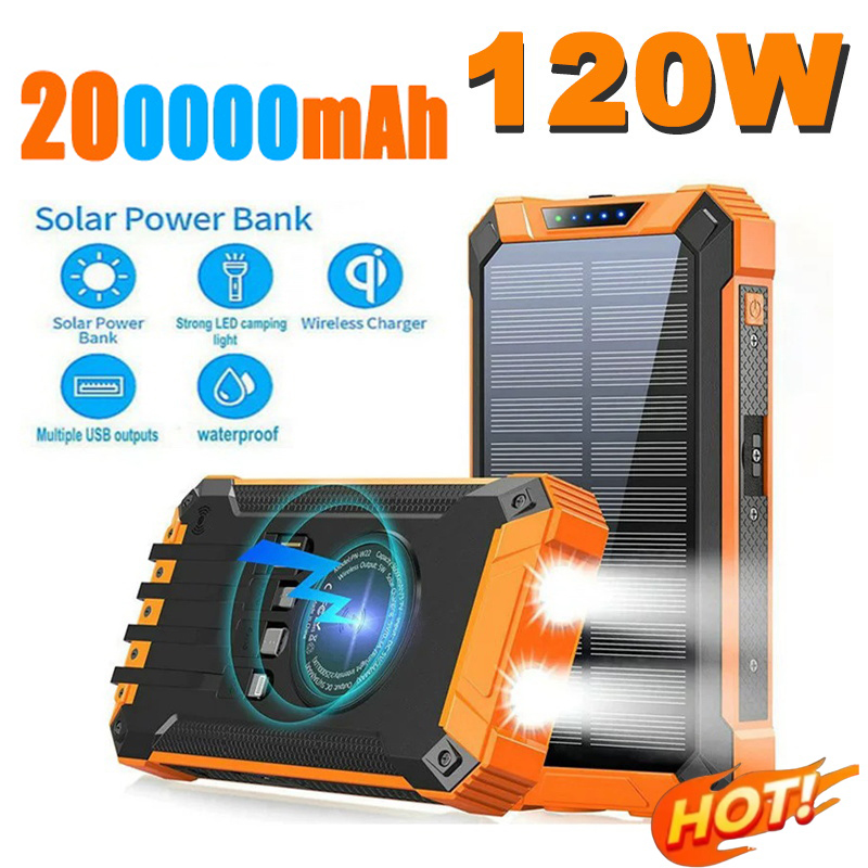 200000mAh 太陽光発電銀行大容量 PD120W 容量ポータブル充電器急速充電 IPhone サムスン Huawei 社緊急電源 2025