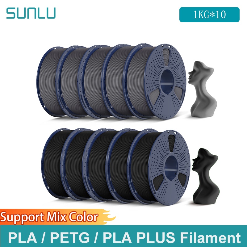 SUNLU 10KG 3D PLA/PETG/PLA PLUS/クリアフィラメント 1.75mm 10ロール 1KG 3D プリンターきれいに巻かれた 3D フィラメント 3D プリンター用