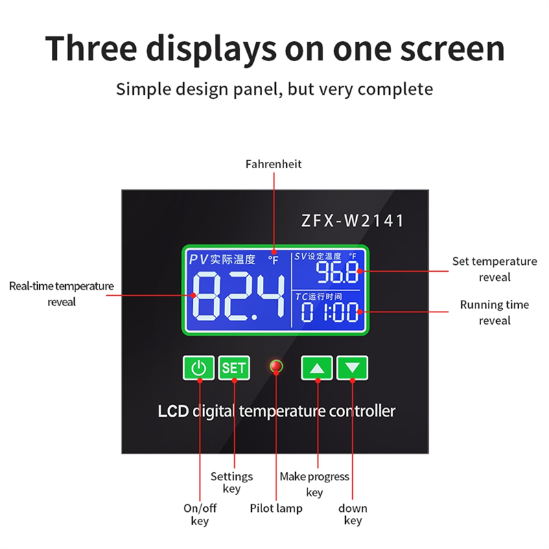 ZFX-W2141 AC 220V デジタル LED サーモスタットレギュレータ培養加熱温度コントローラタイムスイッチ制御リレー-A74P