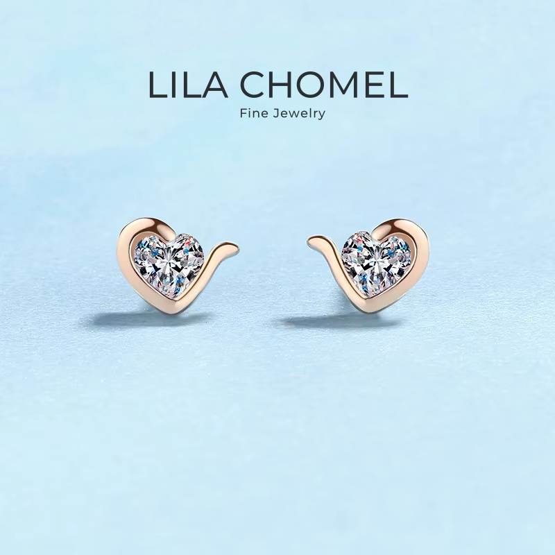 ハートスタイル 18K ローズゴールド スタッドピアス 女性用 モアッサナイト ダイヤモンド 0.6ct 娘の誕生日プレゼント ファインジュエリー ガールエンゲージメント