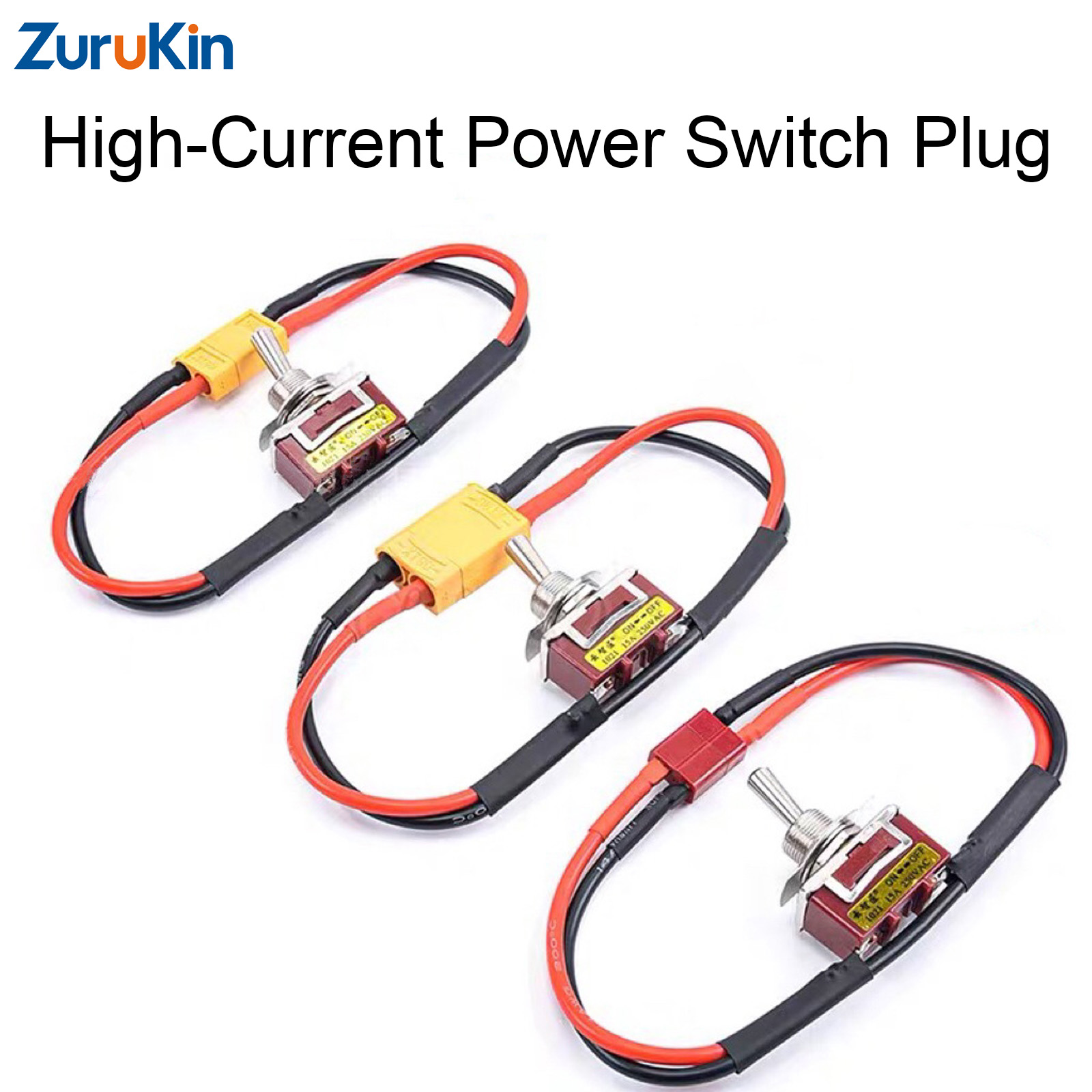 ZuruKin 高電流 RC 電源スイッチ XT60 XT90 T プラグトグルオンオフコネクタ 15A 250V RC 飛行機ドローン車バッテリー ESC DIY