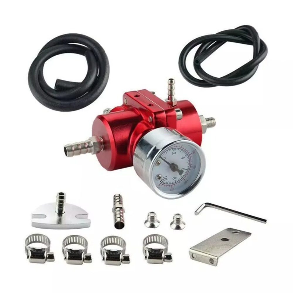 カルテット調整可能な高圧燃料圧力レギュレーターキット 0-140psi ゲージホースユニバーサルオイルフェギュレーター燃料スーパーチャージャー