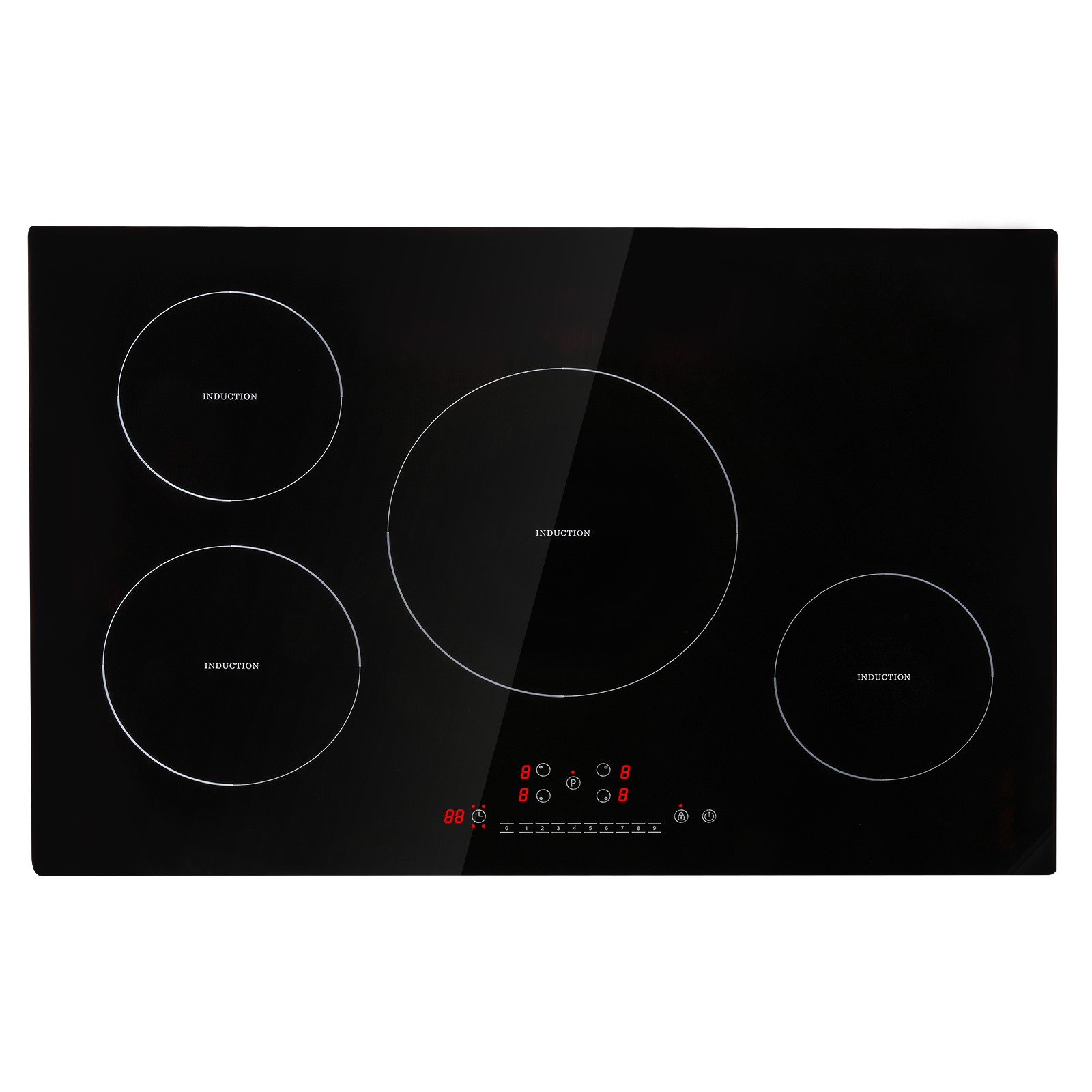 SucceBuy 4 バーナー 30 インチ電気クックトップ IH ストーブトップ 内蔵磁気クックトップ 9 加熱レベルタッチスクリーンバーナー付き