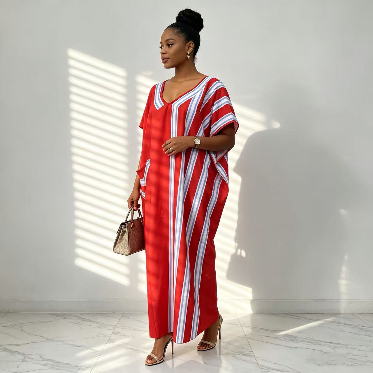 プラスサイズ Dashiki アフリカドレス女性の夏のファッション半袖 V ネックパーティーイブニングロングマキシドレスカフタンイスラム教徒アバヤ