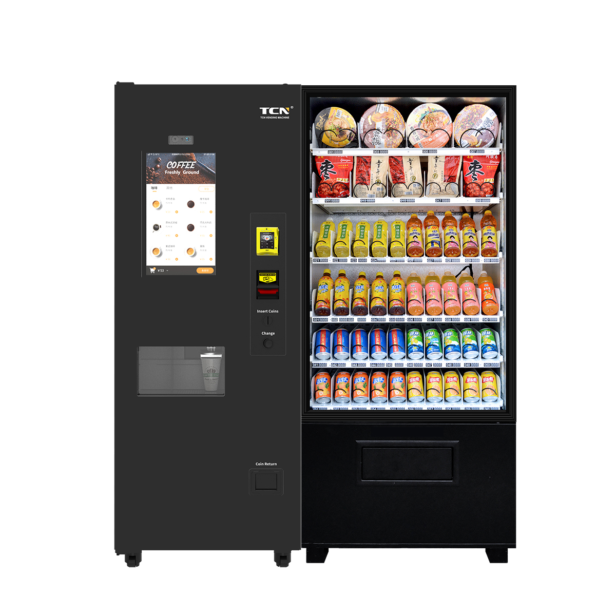 中小企業向けの卸売全自動タッチスクリーンコーヒー自動販売機コンボ食品スナックとドリンク