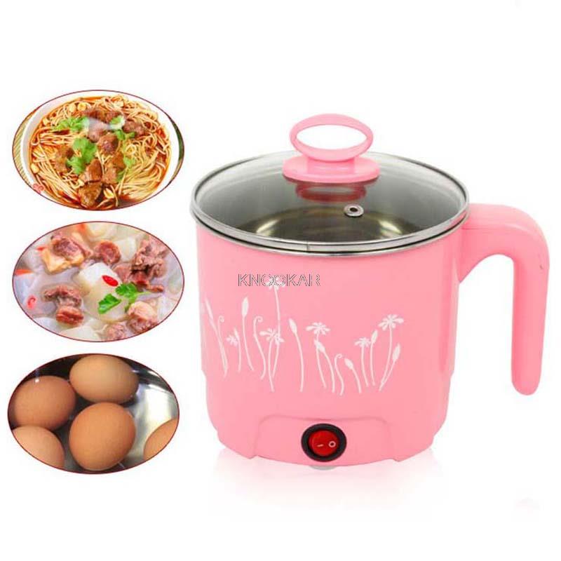多機能電気フライパンステンレス鋼鍋麺炊飯器蒸し卵スープポットミニ加熱パン 1.5L EU 米国