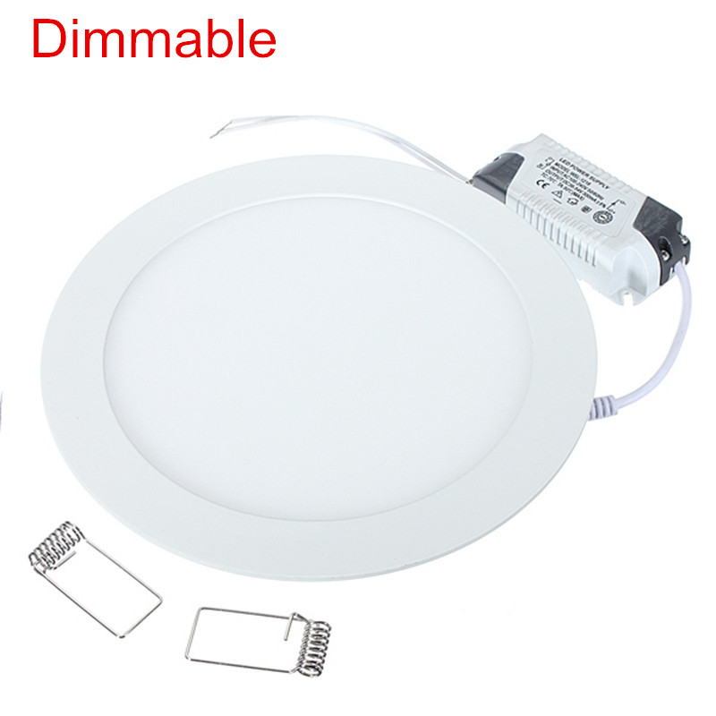 超薄型 LED パネルダウンライト 3 ワット 6 ワット 9 ワット 12W15W 25 ワットラウンド LED 天井埋め込み型ライト AC85-265V LED パネル調光可能なランプ