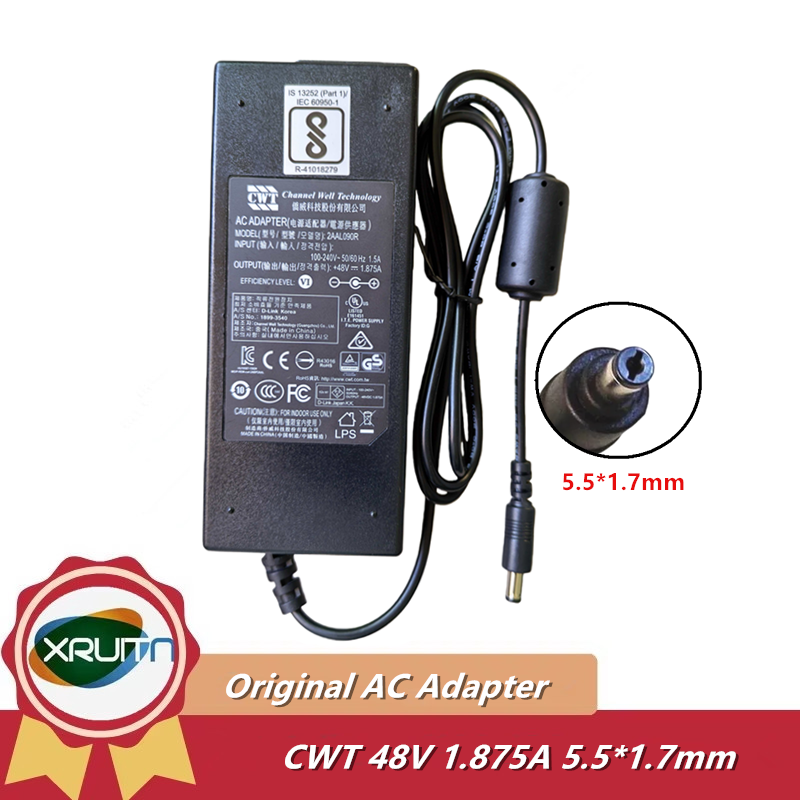 本物の 48 V 1.875A 90 ワット 5.5 × 1.7 ミリメートル CWT 2AAL090R AC 電源 AC アダプタ Hikvision ハードディスクビデオレコーダー電源充電器