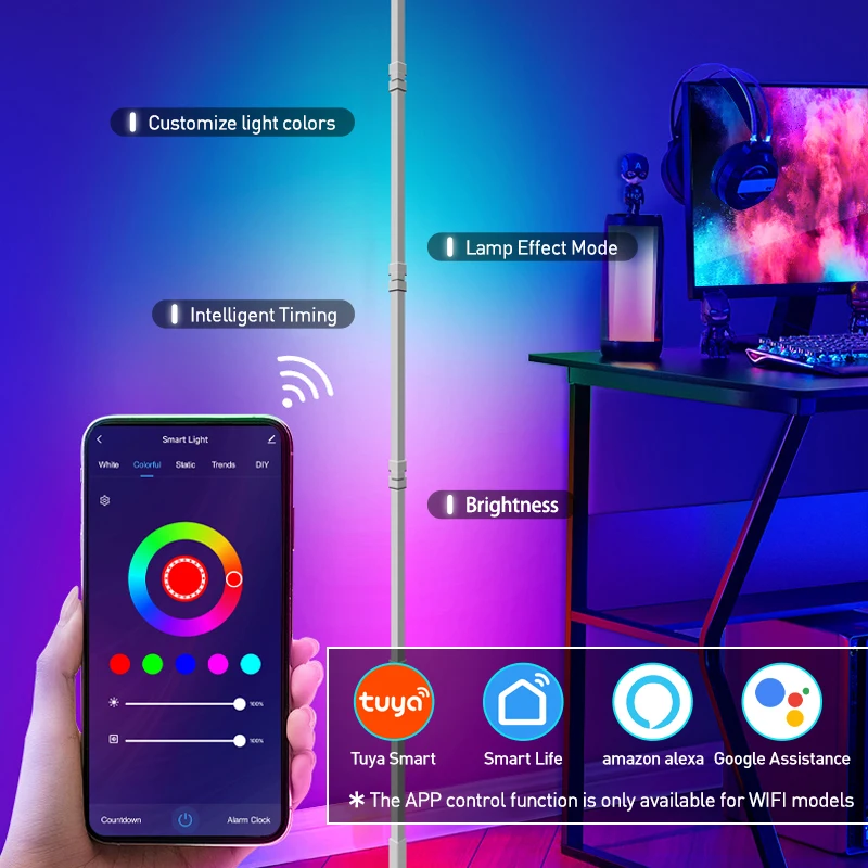 180 センチメートルスマート APP リモコン RGB LED フロアランプモダンなコーナーフロアライト大気スタンディングスタンドライト屋内家の装飾