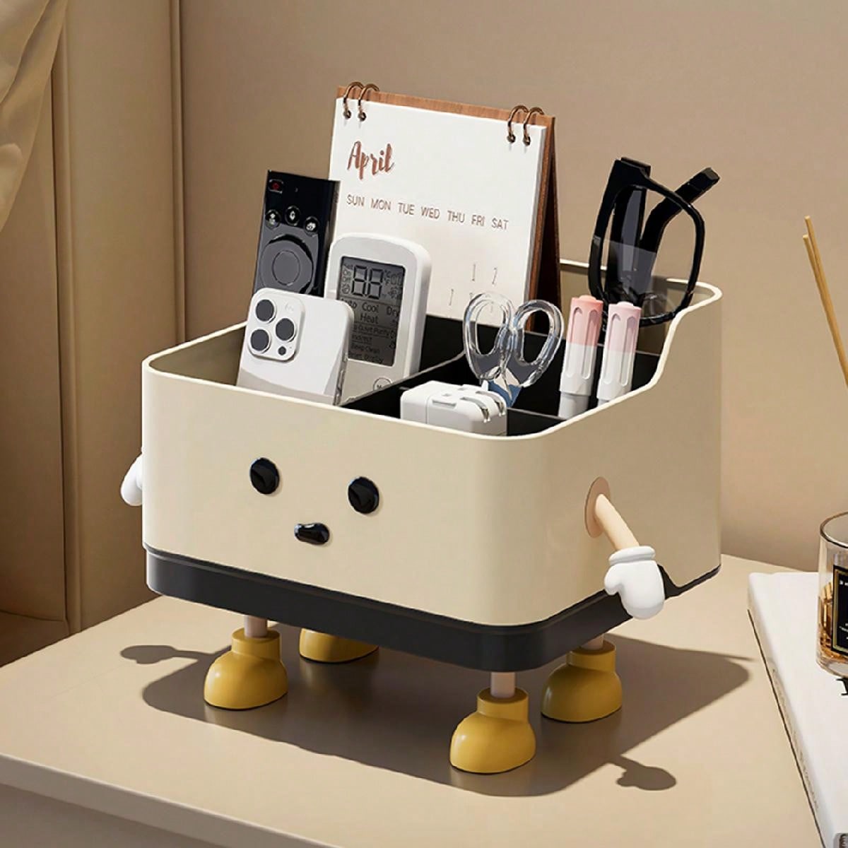 1pc 多機能デスクトップ収納ボックス、化粧品整理棚カウンタートップ収納およびディスプレイボックス (ステッカー付き)