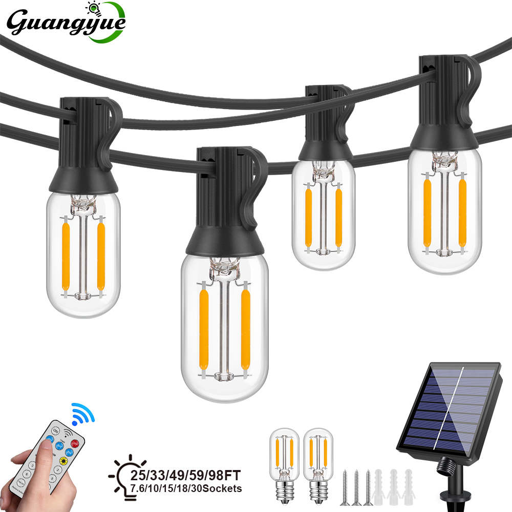 ソーラーストリングライト屋外防水T22電球LED太陽光発電パティオライト屋外ポーチ裏庭ビストロガーデンマーケット用