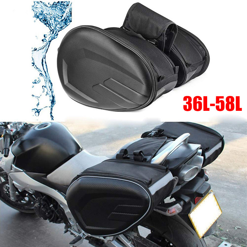 黒 36-58L オートバイサドルバッグ防水スクーターテール荷物スーツケースサドルバッグバイクサイドヘルメット乗馬旅行バッグ
