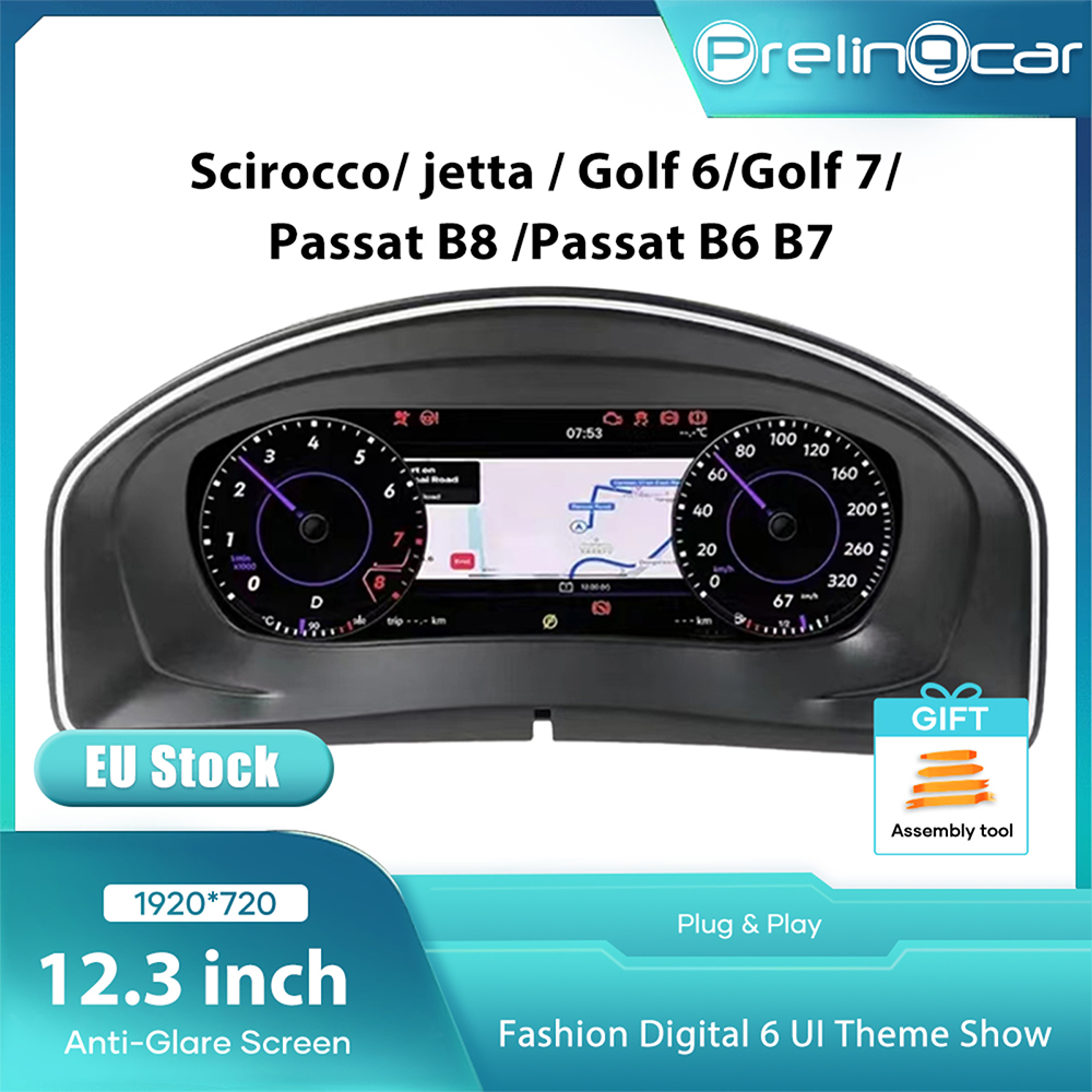 Prelingcar 液晶デジタルダッシュボードクラスター VW シロッコジェッタゴルフ 6 7 パサート B6 B7 B8 CC 仮想計器パネルコックピット