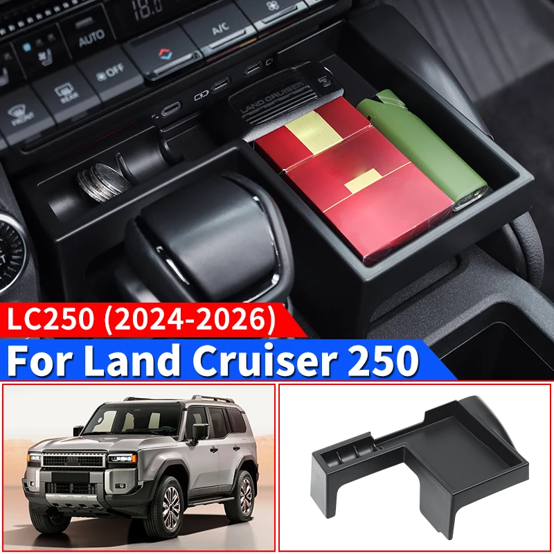トヨタ LC250 ランドクルーザー j250 プラド 250 シリーズ 2024 2025 中央制御収納ボックス黒インテリアアップグレードアクセサリー