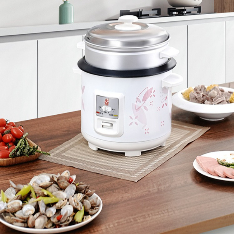 三角形ブランド炊飯器 3-4 人用、蒸し器付き厚いノンスティックポット - 家族向けのクラシックな電気ポット、耐久性のある家電製品