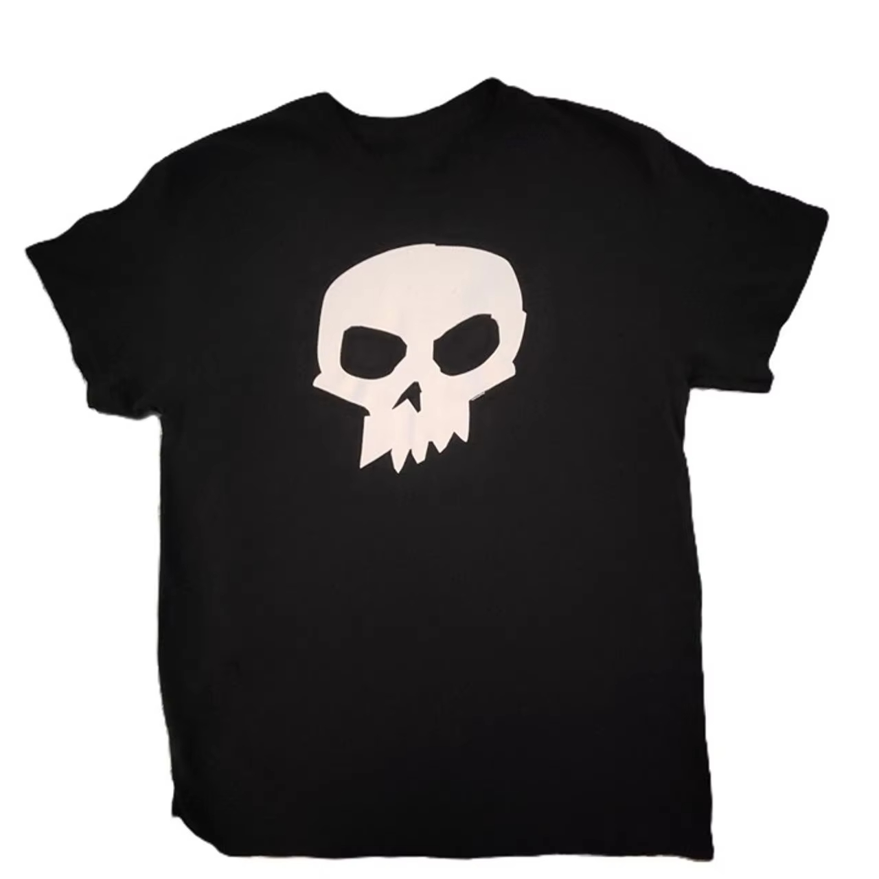 メンズ ブラック クルーネック 半袖 Tシャツ ミニマリスト スカル グラフィック 柔らかい生地 カジュアル トレンディ デイリーウェア Tシャツ