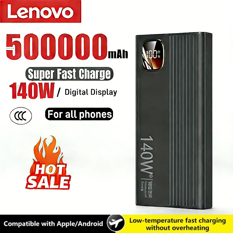 Lenovo 500000mah 140 ワットパワーバンク超高速充電と LED ディスプレイポータブル外部バッテリー充電器 iPhone サムスン用