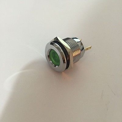 DC 12V 16mm スレッド ステンレススチール グリーン LED 信号インジケータライト パイロットランプ