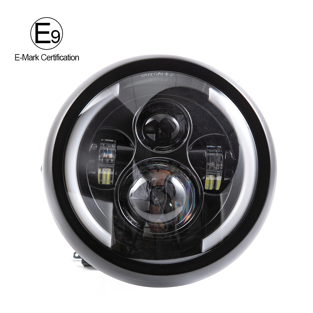 7.5 "オートバイ Led ヘッドライトヘッドランプカフェレーサーホンダ CB400 CB500 スズキ BMW ヤマハユニバーサルラウンドバイクライト