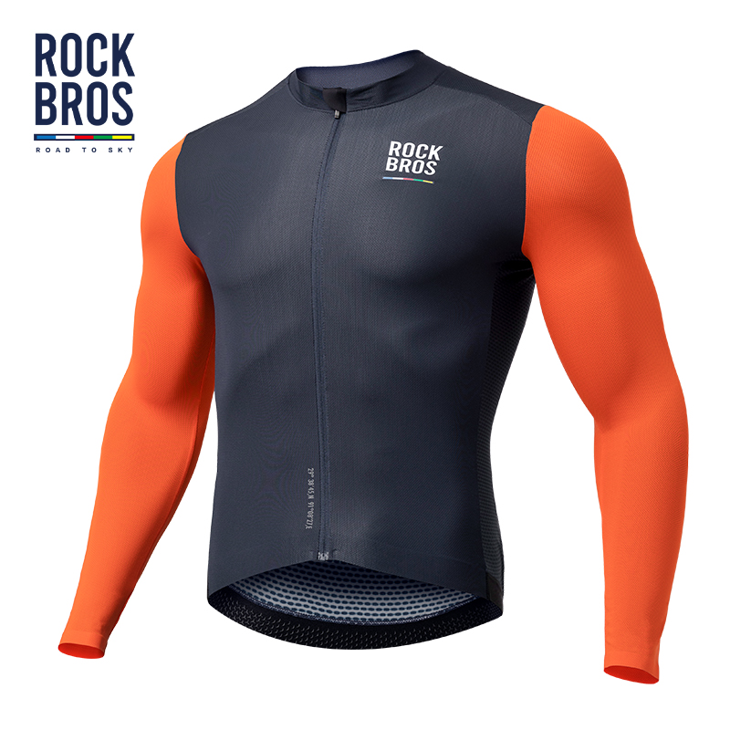 Rockbros ロードトゥスカイ男性サイクリングジャージプロフェッショナル長袖サイクリングシャツ快適高弾性ジャージ男性サイクリング服