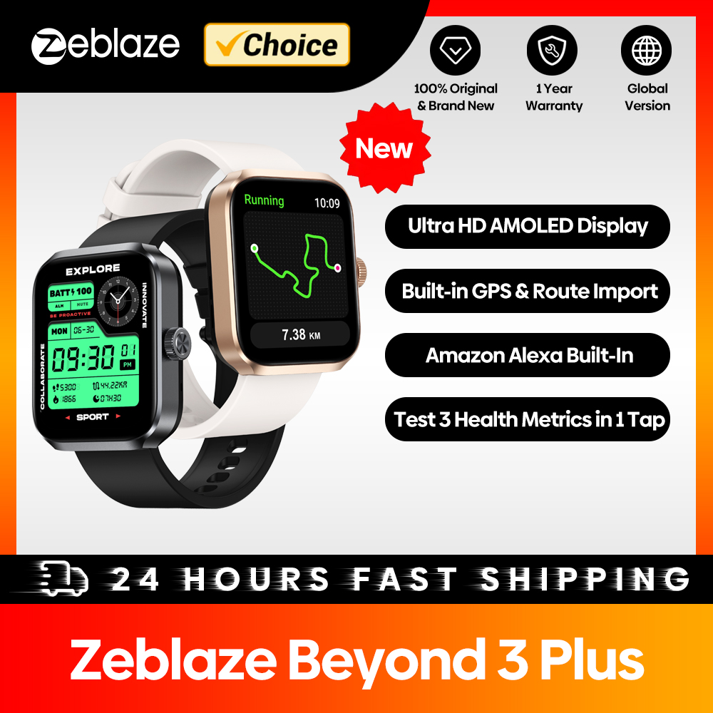 新しい Zeblaze Beyond 3 Plus GPS スマートウォッチ 1.78 インチ AMOLED ディスプレイ内蔵 Alexa 電話をかける/受信する 3ATM スポーツ スマートウォッチ