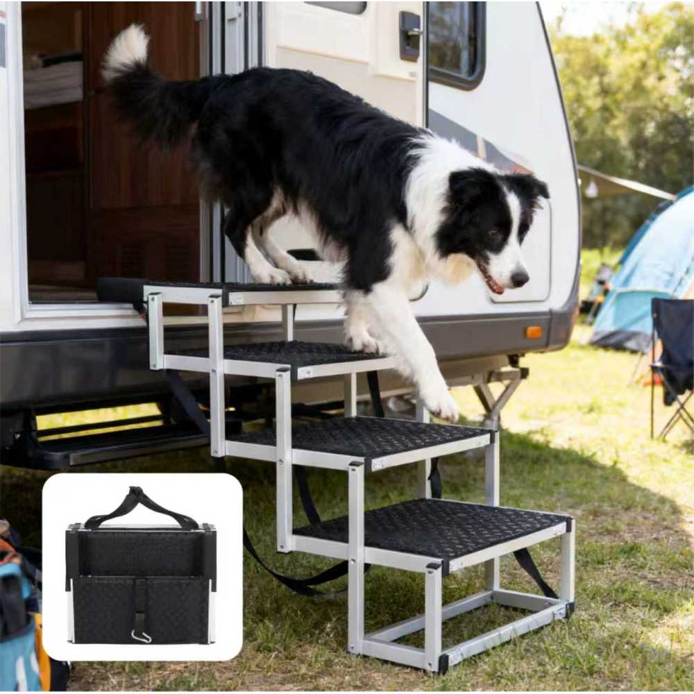 車用犬用階段 4段折りたたみドッグステップ アルミニウム製 耐荷重250ポンド
