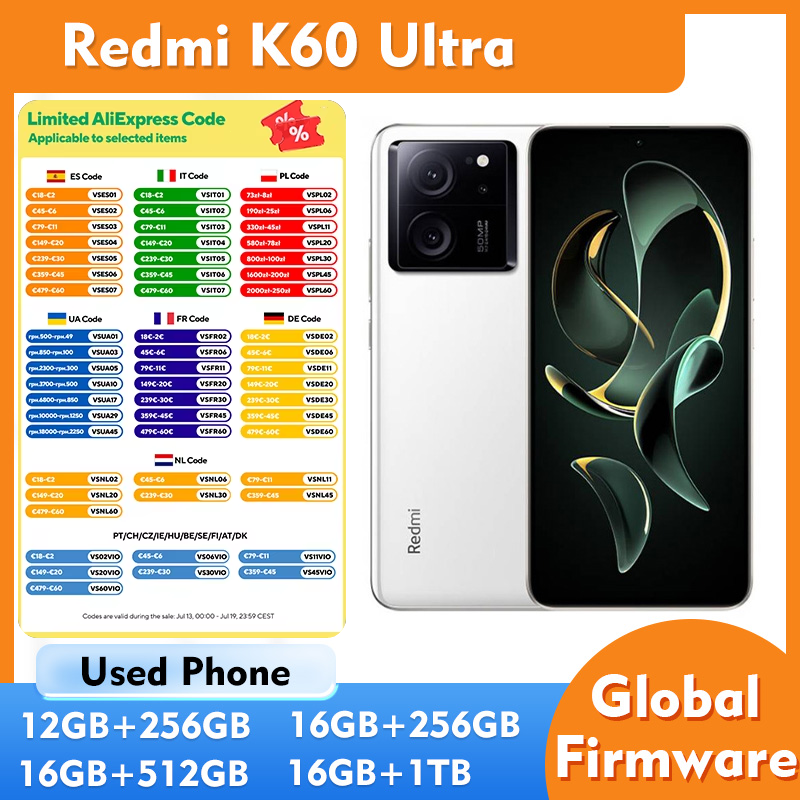 Redmi K60 Ultra 5G Android ROM 256GB/512GB/1T スマートフォン 6.67 インチ画面 50MP リアカメラ良好な状態の中古電話