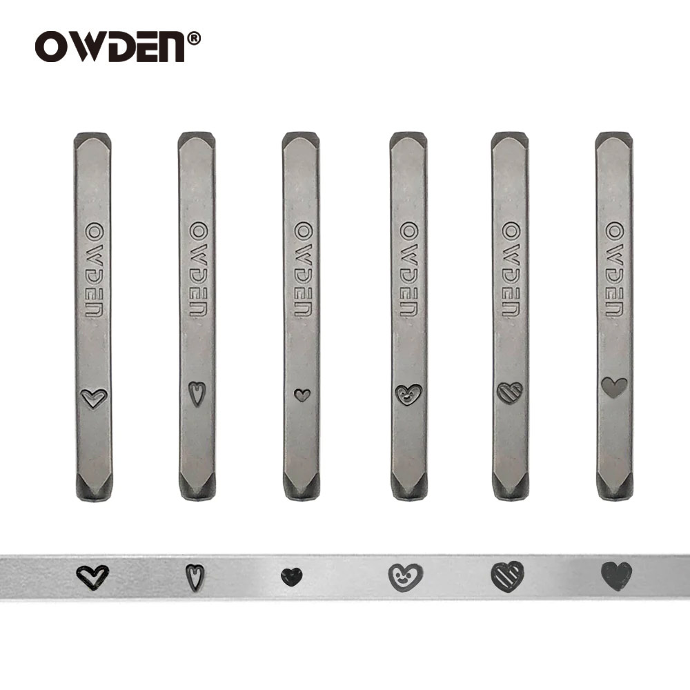 OWDEN 6 個ジュエリースタンピング鋼金属スタンプセットハートデザイン形状パンチツール DIY ツール鋼ジュエリーパンチャーセット