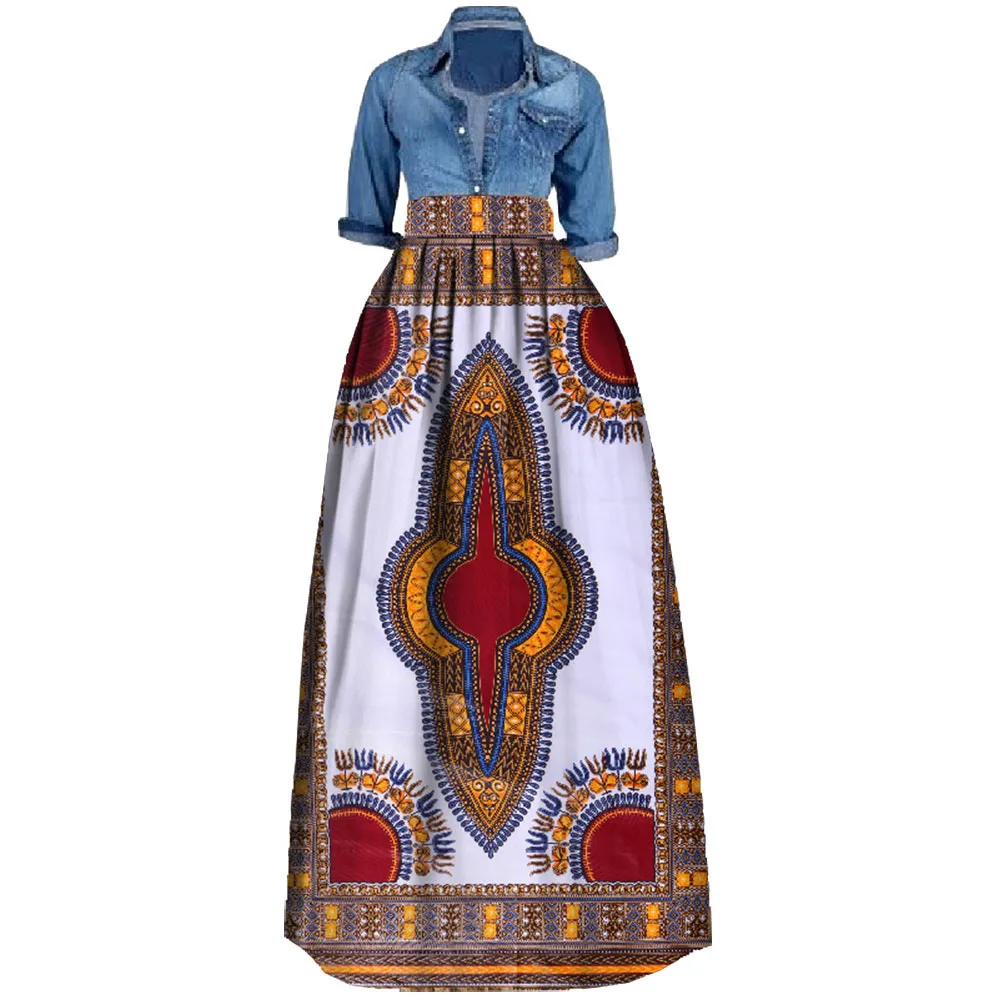 新しいアフリカプリントサマースカート女性のためのプラスサイズ Dashiki アフリカの伝統的な服ボールガウンカジュアルスカート WY106