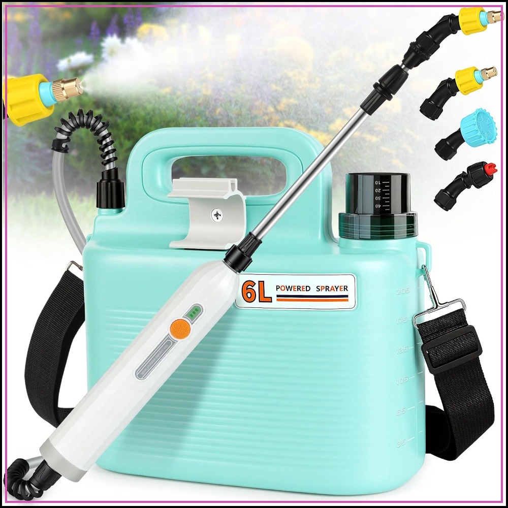 1.6 ガロン電動ガーデン噴霧器 - 3 ノズル、散水用バッテリー駆動バックパック噴霧器