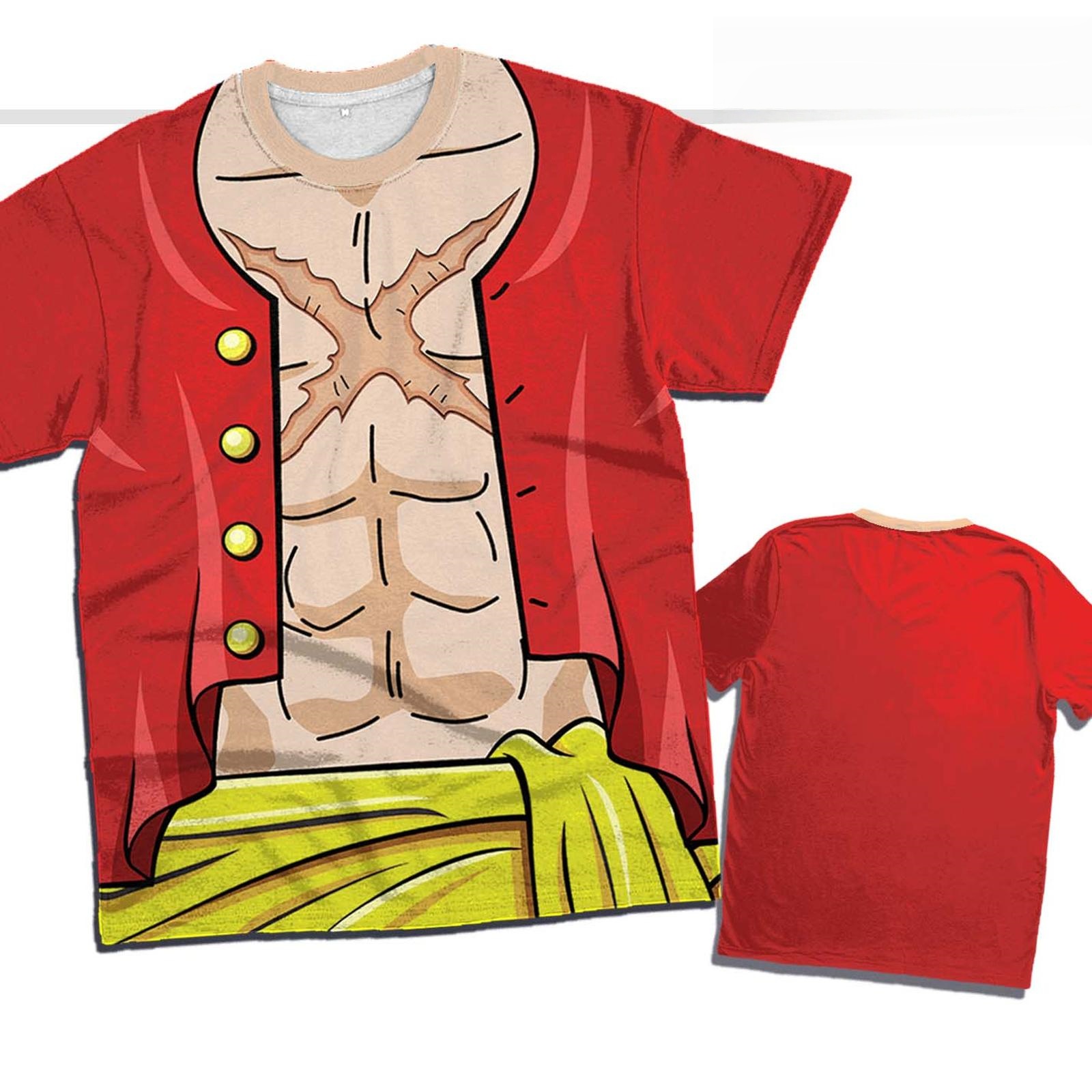 2026 新バンダイアニメワンピースルフィ夏コスプレ Tシャツ特大 3D 大人子供多機能コスプレトップス服