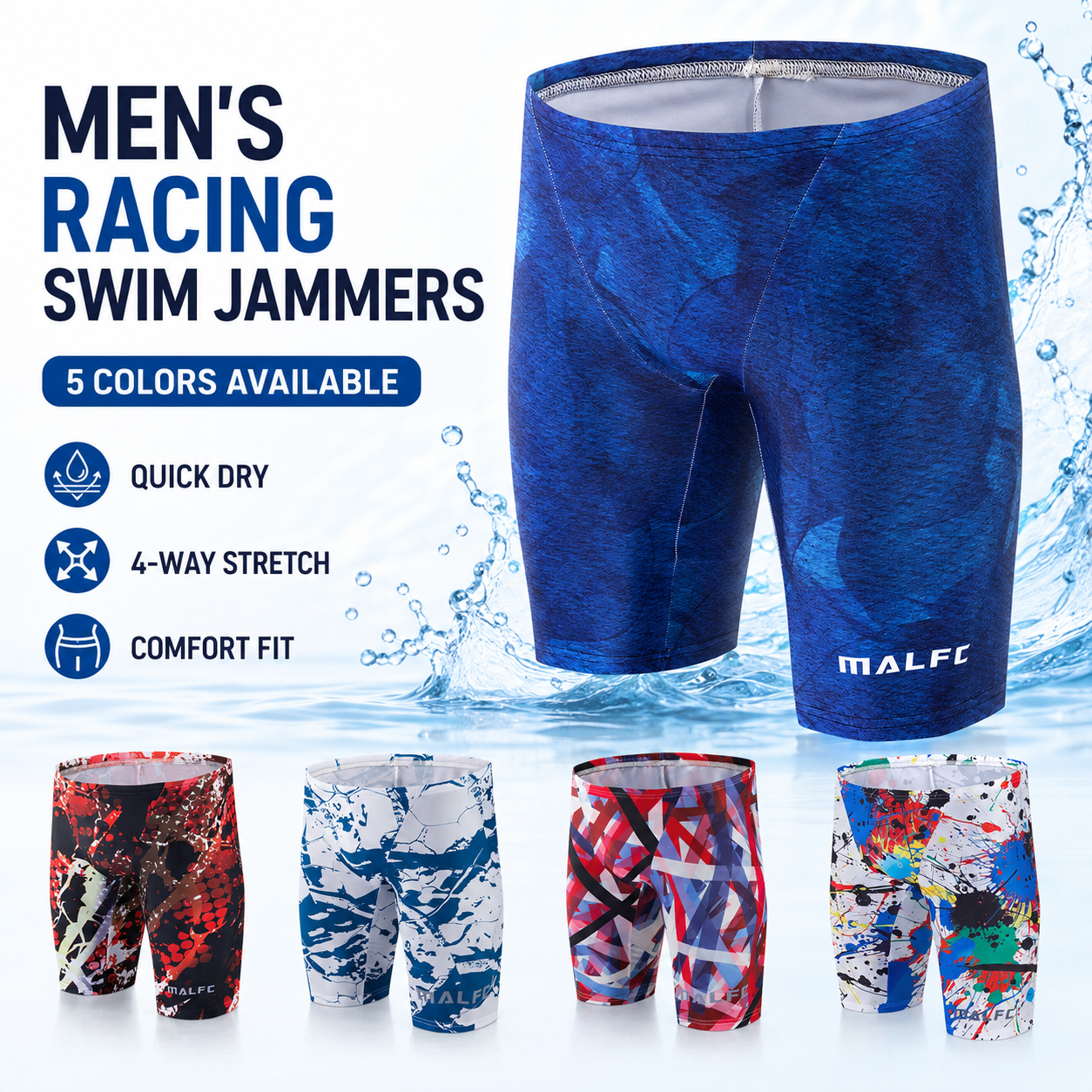 MALFC 夏メンズスイムジャマーショートトレーニング水着速乾ビーチ水泳パンツ水着スポーツタイツサーフショーツ