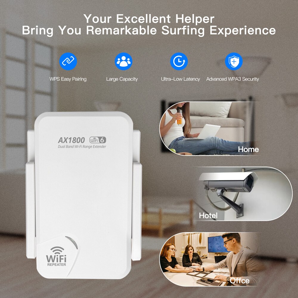 AX1800 リピーター Roteador Wi-fi 6 信号ブースター 5G 2.4G 802.11ac ギガビット長距離 WiFi エクステンダー アンプ WPS 簡単セット