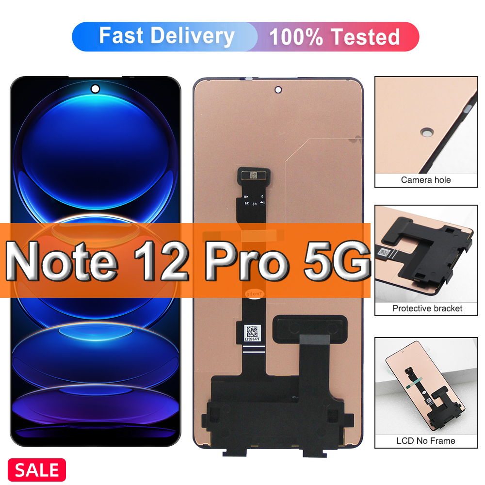 6.67 インチディスプレイ Xiaomi Redmi Note 12 Pro 5G LCD ディスプレイタッチ Redmi Note12Pro 5G 22101316C スクリーン交換用、フレーム付き